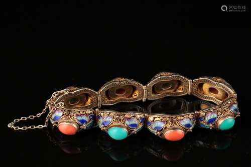 A gilt silver Chinese enamel bracelet 19th c.