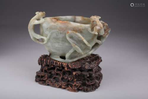 Celadon Jade Brushwasher, Ming/Qing Dynasty,