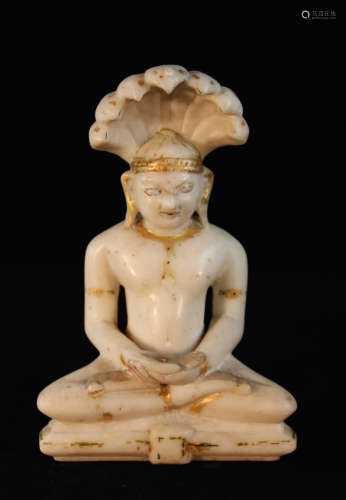 Indian White Marble Seated Naga Buddha