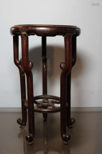 Chinese Tall Round Rosewood Stand for Small Censer