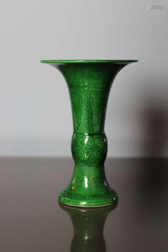 Chinese Green Glazed Porcelain Ku