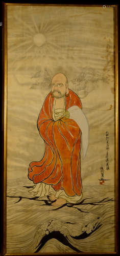 Japanese Painting of Damo on Silk
