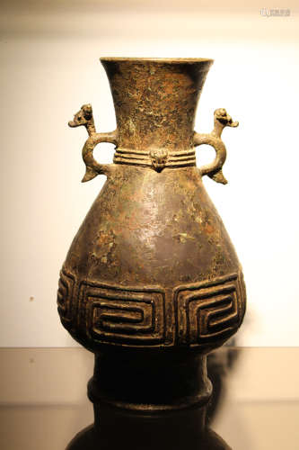 Chinese Bronze Vase with Two Handle