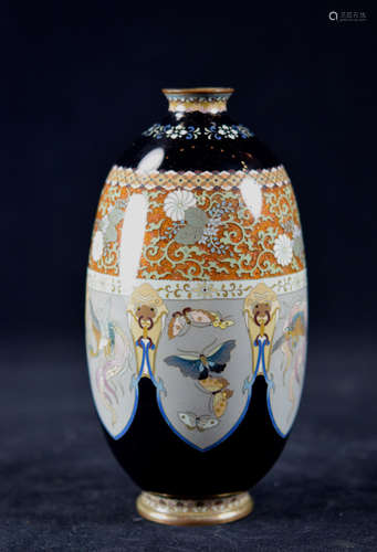 Japanese Golden Age Cloisonne Vase with Pheonix Scene