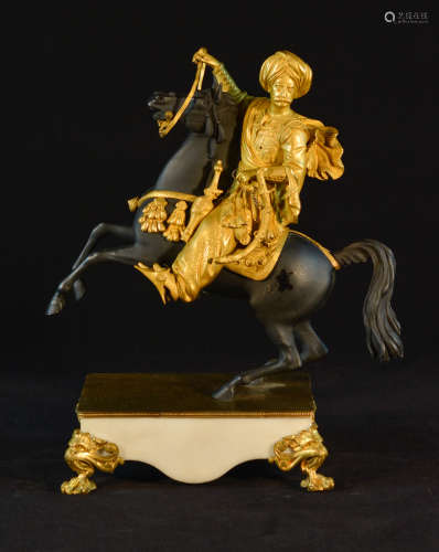 French Gilt Bronze Figurine of a Middle Eastern Turkish Horse Rider