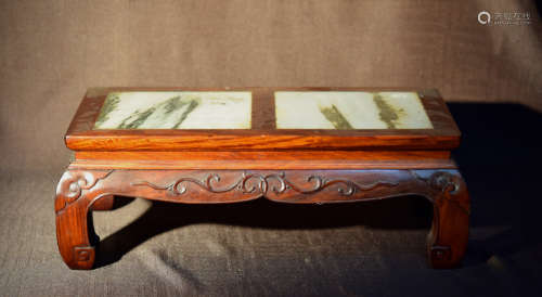 Chinese Hardwood Tea Table with Dream Stone