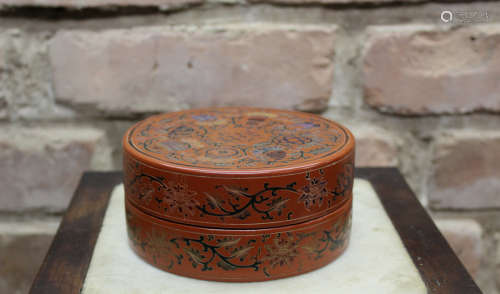 Chinese Lacquer Box with Incised Decoration