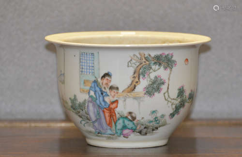 Chinese Porcelain Planter with Figural Scene