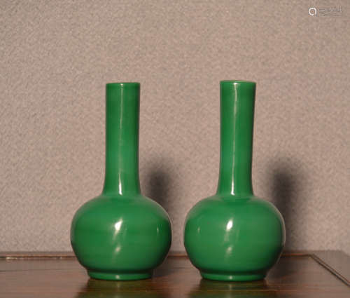 Chinese Peking Glass Pair Vases