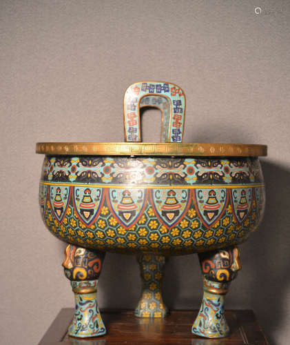 Chinese Cloisonne Censer of Massive Size