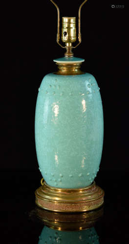 Chinese Green Porcelain Lamp Vase
