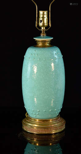 Chinese Green Porcelain Lamp Vase