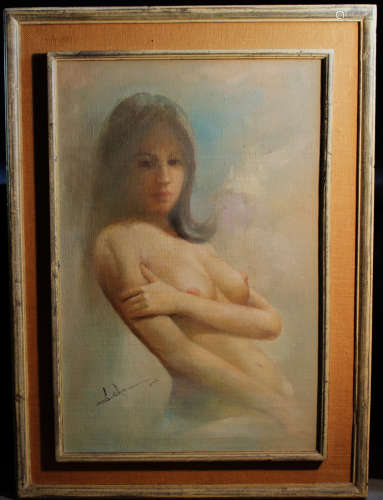 Chinese Oil Painting on Canvase of a Nude Lady