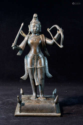 Antique Indian Bronze Diety with Bow and Arrow