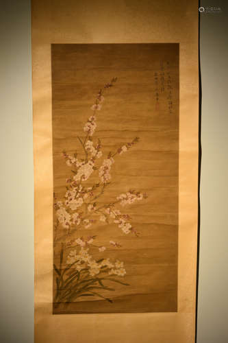 Chinese Scroll Painting on Silk - Plum Blossom