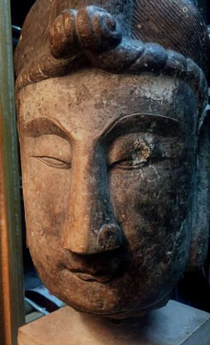 Antique Chinese Stone Head of Kuanyin
