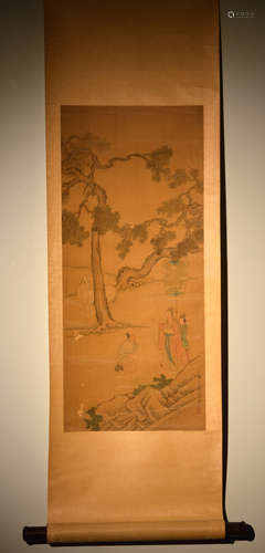 Chinese Scroll Painting of Scholar and Horse - Chen Nong