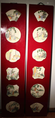 Pair Chinese Porcelain Panel with Various Plaque