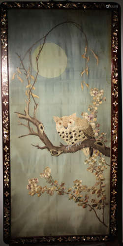 Chinese Embroidery Panel with Owl
