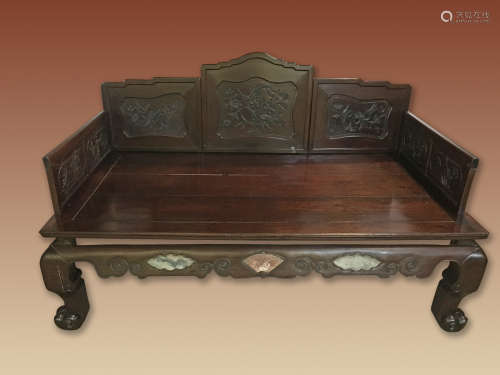 Large Chinese Rosewood Lohan Bed Bench