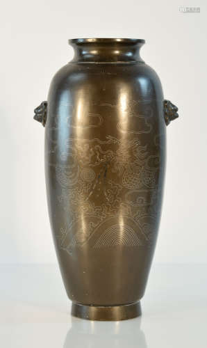 Chinese Bronze Vase with Silver Wire Inlay