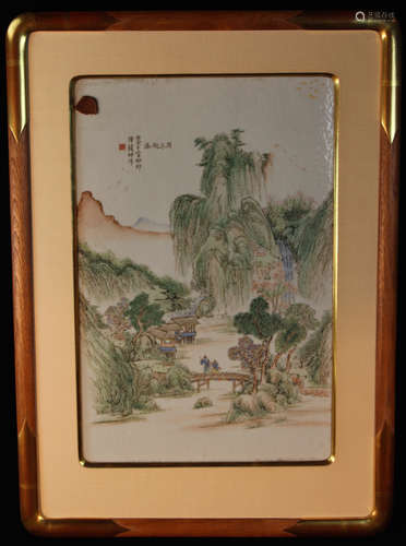 Chinese Porcelain Plaque with Landscape Scene