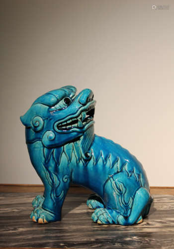 Chinese Peacock Blue Porcelain Foolion