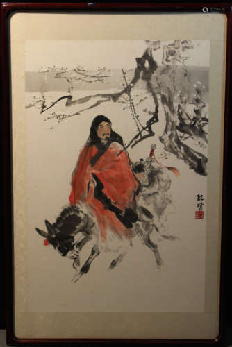 Chinese Painting of Scholar Riding Mule