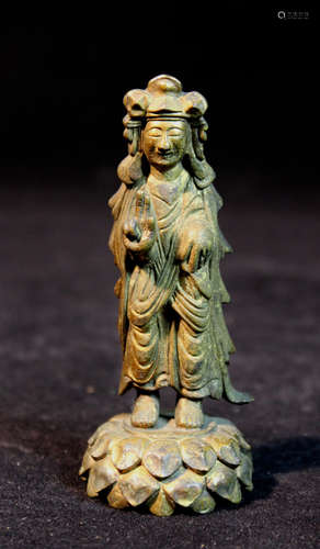 Chinese Miniture Gilt Bronze Standing Buddha