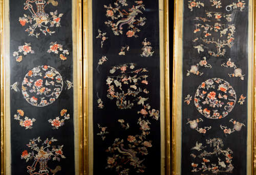 Set of Three Chinese Embroidery in Frame