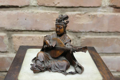 Japanese Boxwood Carving of a Musician