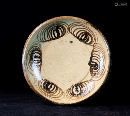 Asian Pottery Charger with Horse Eye Motif