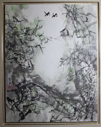 Chinese Water Color - Bird Scene