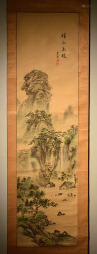 Japanese Landscape Scroll Painting