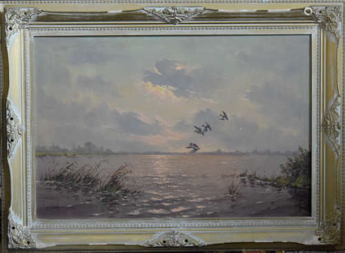 Oil on Canvas Painting of Hunting Scene