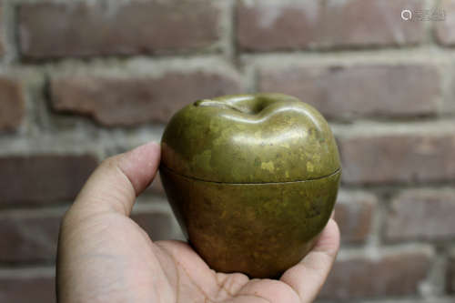 Chinese Scholar Bronze Box in Shape of an Apple