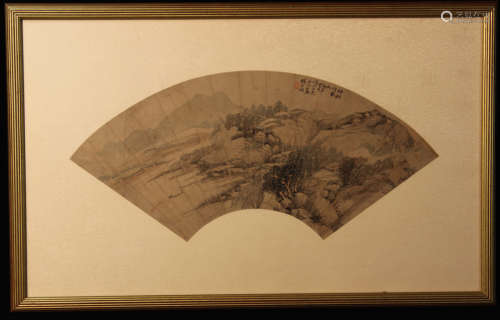 Chinese Classic Fan Painting - Landscape signed Yan Bo Ren