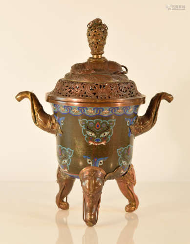 Chinese Cloisonné Censer with Elephant