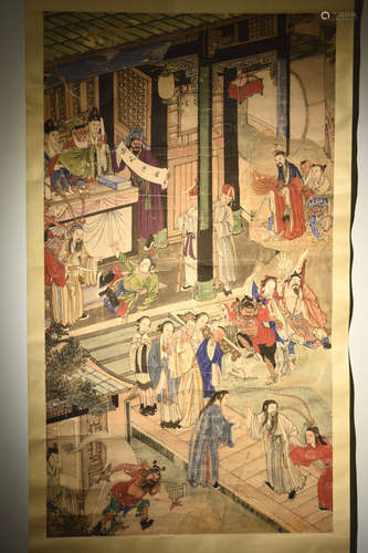 Chinese Scroll Painting of Figural Scene