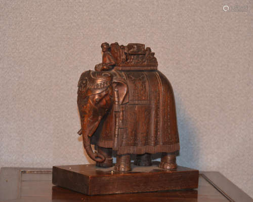 Indian Rosewood Elephane with Attendant