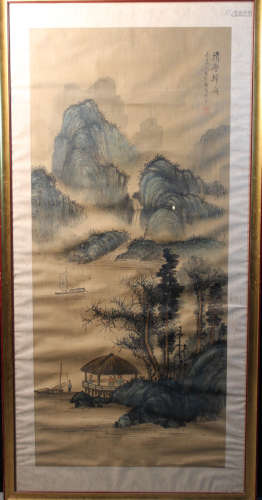 Chinese Painting on Silk - Landscape Scene