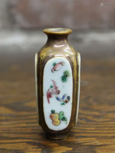 Chinese Porcelain Snuff Bottle with Poem