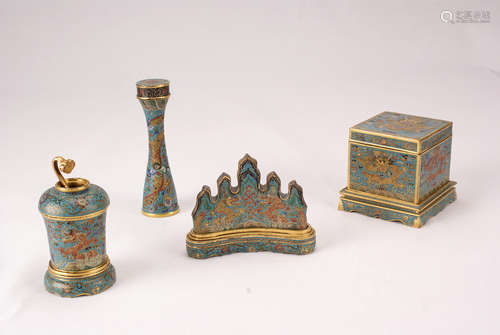 A Set of Four Chinese Cloisonné Table Decoration