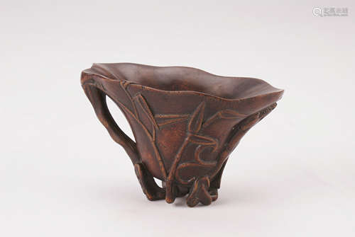 A Chinese Carved Wood Cup