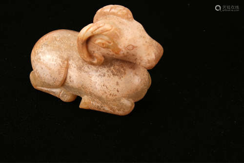 A Chinese Carved Jade Sheep