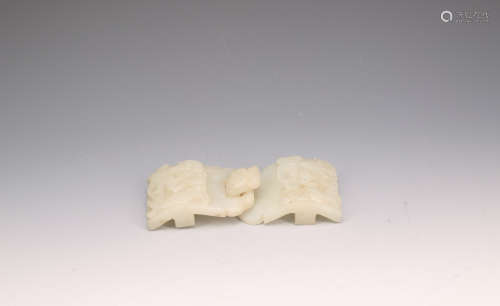 A Pair of Chinese Jade Carved Belt Buckle