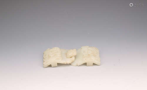 A Pair of Chinese Jade Carved Belt Buckle