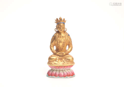 A Chinese Gilt Porcelain Buddha