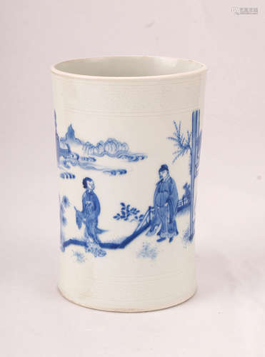 A Chinese Blue and White Porcelain Brush Pot