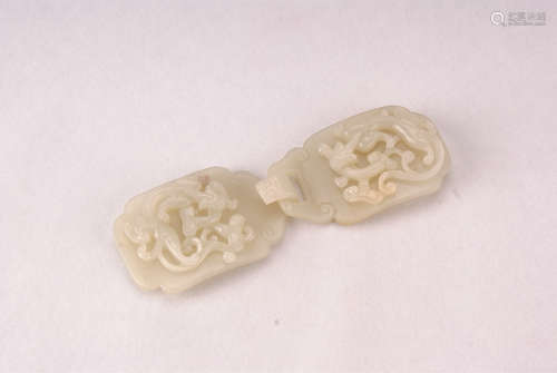 A Chinese Carved Jade Belt Buckle